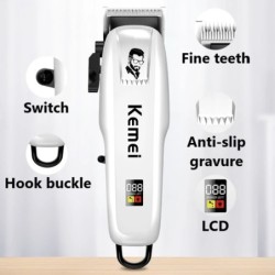 KM-PG809A Kemei - máquina de cortar cabelo elétrica - sem fio - com pentes