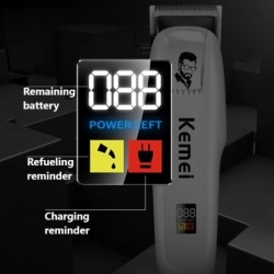 KM-PG809A Kemei - máquina de cortar cabelo elétrica - sem fio - com pentes