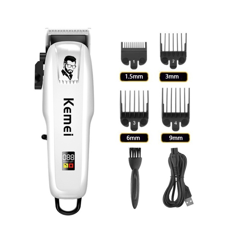 KM-PG809A Kemei - máquina de cortar cabelo elétrica - sem fio - com pentes