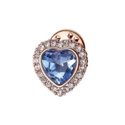 Alfinete em forma de coração - com cristal azul