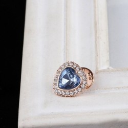 Alfinete em forma de coração - com cristal azul