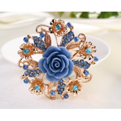 Flor rosa de resina com cristais - alfinete broche