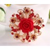 Resin rose flower with crystals - pin broochBrooches