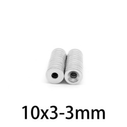 N35 - ímã de neodímio - escareado - 10mm * 3 mm - com furo de 3mm