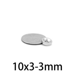 N35 - ímã de neodímio - escareado - 10mm * 3 mm - com furo de 3mm