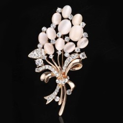 Flor de opala com cristais - broche