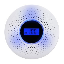 2 em 1 - sensor combinado de monóxido de carbono / fumaça - display LCD - com LED / aviso sonoro