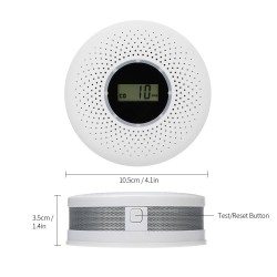 2 em 1 - sensor combinado de monóxido de carbono / fumaça - display LCD - com LED / aviso sonoro