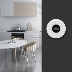 2 em 1 - sensor combinado de monóxido de carbono / fumaça - display LCD - com LED / aviso sonoro