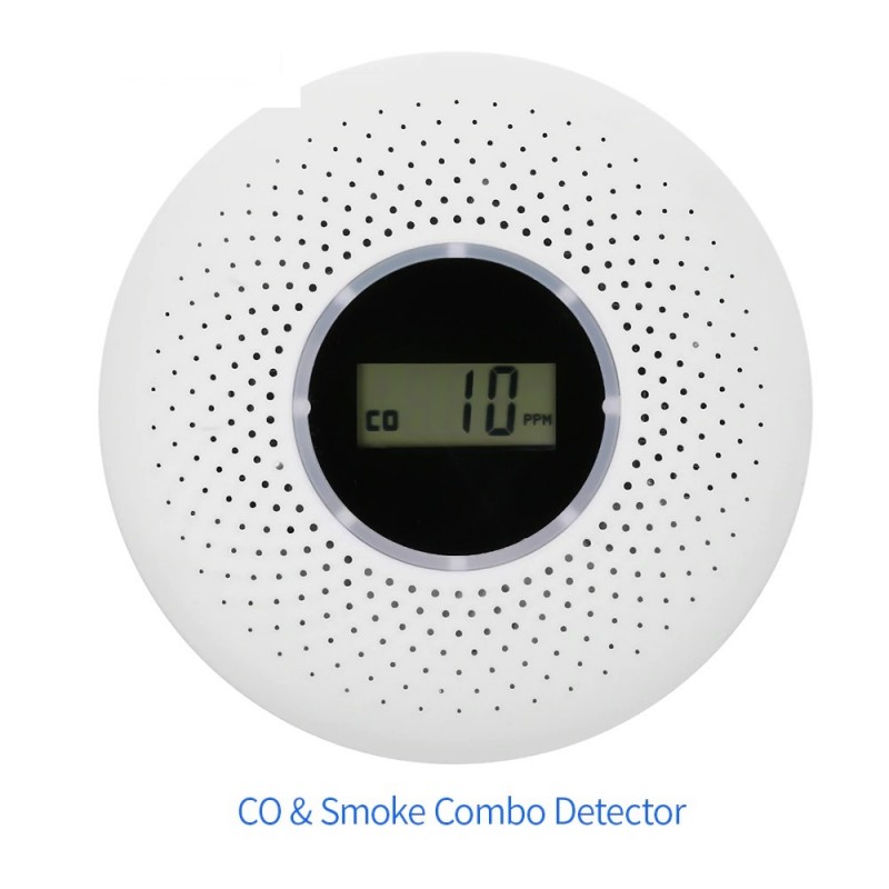 2 em 1 - sensor combinado de monóxido de carbono / fumaça - display LCD - com LED / aviso sonoro