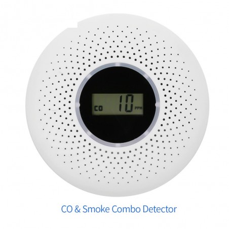 2 em 1 - sensor combinado de monóxido de carbono / fumaça - display LCD - com LED / aviso sonoro