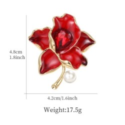 Flor com cristal/pérola - broche dourado