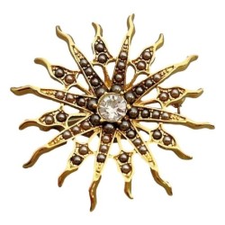 Broche retrô - sol com cristais