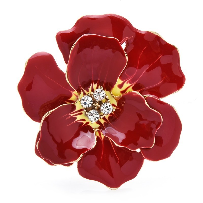 Big enamel flower with crystals - elegant broochBrooches