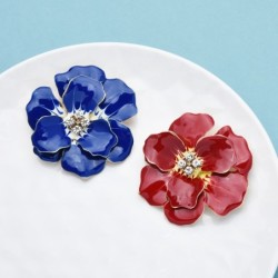 Big enamel flower with crystals - elegant broochBrooches