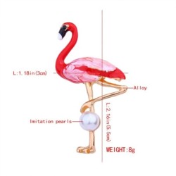 Flamingo vermelho com pérola - broche