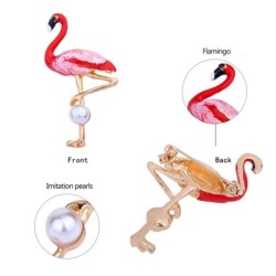 Flamingo vermelho com pérola - broche