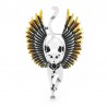 Gato anjo voador com asas - broche de esmalte