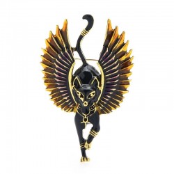 Gato anjo voador com asas - broche de esmalte