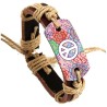 Pulseira de couro retrô - estampa de flores