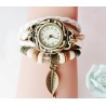 Vintage multi layer bracelet - with Quartz watch - beads / leafBracelets