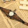 Pulseira de couro multicamada vintage - com relógio de quartzo / miçangas