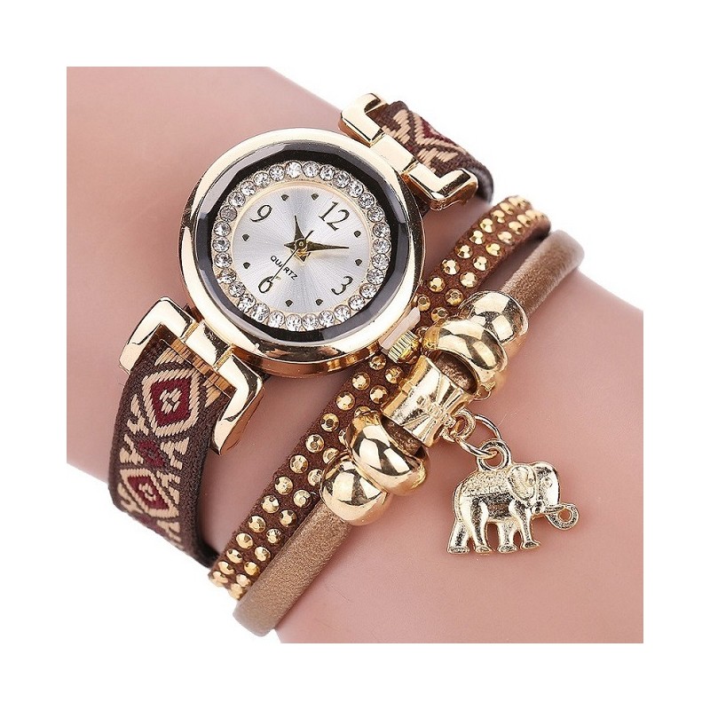 Multilayer bracelet - with watch / rhinestones / elephantBracelets