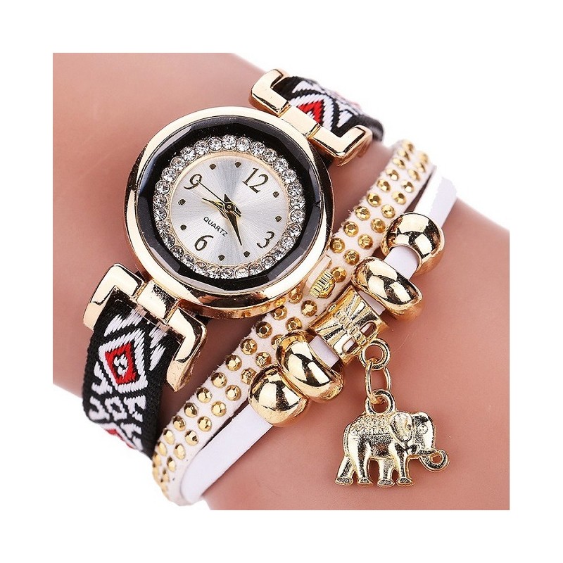 Multilayer bracelet - with watch / rhinestones / elephantBracelets
