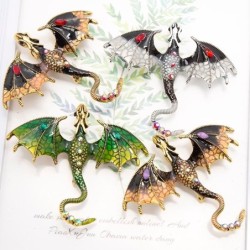 Dragão de cristal - broche vintage
