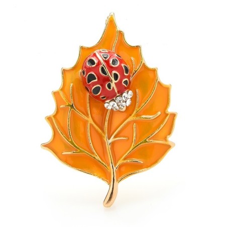 Broche com besouro e folha
