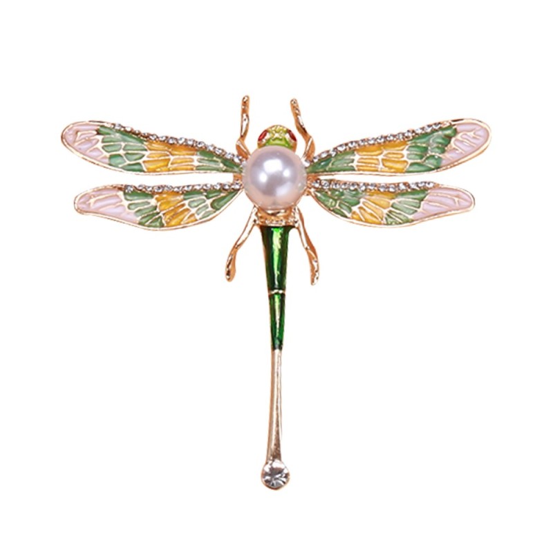 Libélula de cristal com pérola - broche