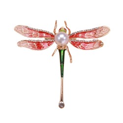 Libélula de cristal com pérola - broche