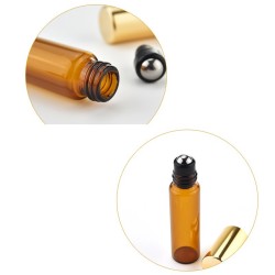 Frasco de perfume vazio - vidro âmbar - com rolo - 5 peças