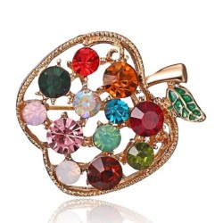 Broche em forma de maçã com cristais