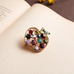 Apple shaped brooch with crystalsBrooches