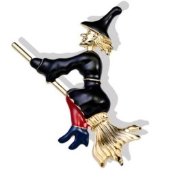 Bruxa na vassoura - broche
