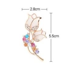 Tulipas opalas duplas com cristais - broche