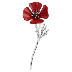 Trevo de quatro folhas vermelho - broche elegante