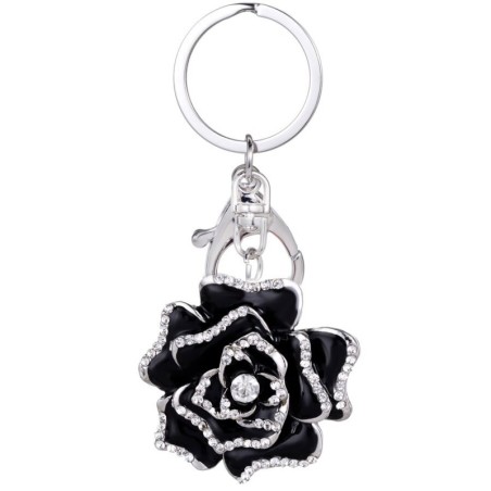 Chaveiro de metal com cristal rosa