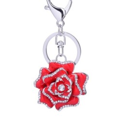 Chaveiro de metal com cristal rosa