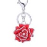 Chaveiro de metal com cristal rosa