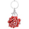 Chaveiro de metal com cristal rosa