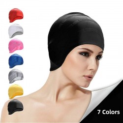Touca de natação de silicone - orelhas / proteção para cabelos longos - à prova d'água - unissex