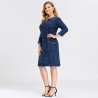 Vestido jeans de malha - tamanho grande