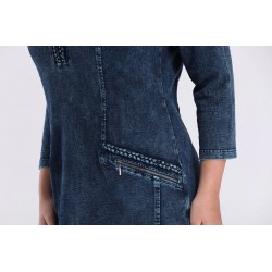 Vestido jeans de malha - tamanho grande