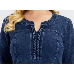 Vestido jeans de malha - tamanho grande