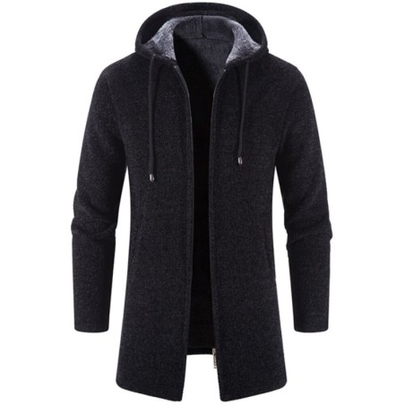 Pulôver elegante e quente - suéter com capuz longo