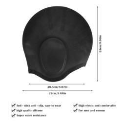 Touca de natação de silicone - orelhas / proteção para cabelos longos - à prova d'água