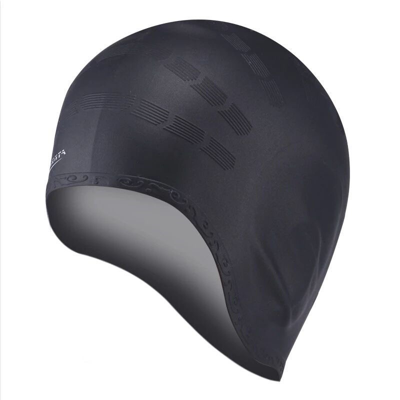 Touca de natação de silicone - orelhas / proteção para cabelos longos - à prova d'água