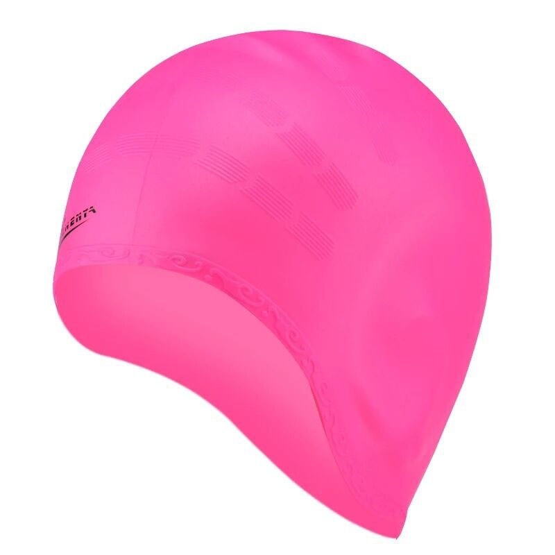 Touca de natação de silicone - orelhas / proteção para cabelos longos - à prova d'água